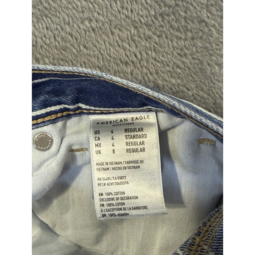 American Eagle Jeans Womens 4 Blue Light Wash Striped High Rise Mom Straight - Picture 9 of 10